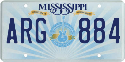 MS license plate ARG884