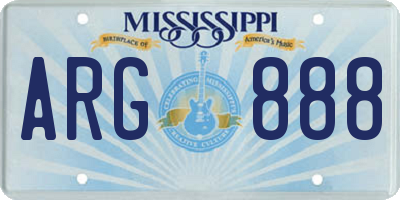 MS license plate ARG888