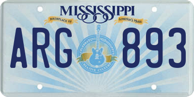 MS license plate ARG893