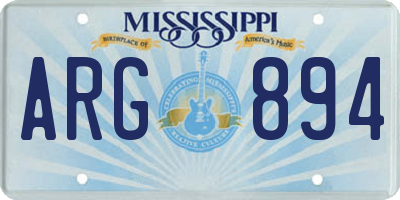 MS license plate ARG894