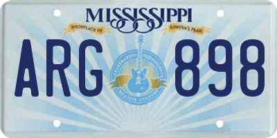 MS license plate ARG898
