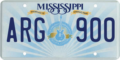 MS license plate ARG900
