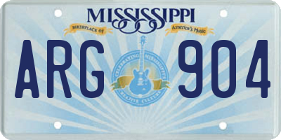 MS license plate ARG904