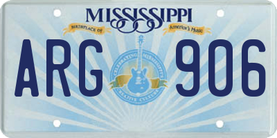 MS license plate ARG906