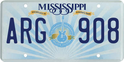 MS license plate ARG908