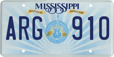 MS license plate ARG910