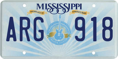 MS license plate ARG918