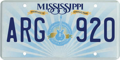 MS license plate ARG920