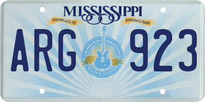 MS license plate ARG923