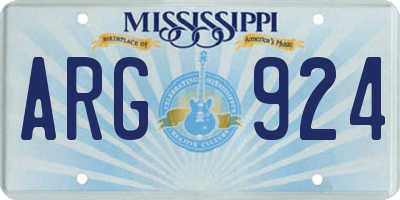 MS license plate ARG924