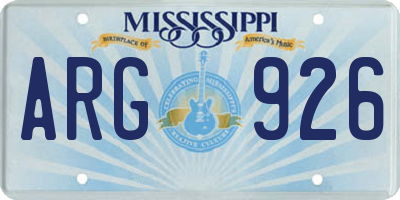 MS license plate ARG926