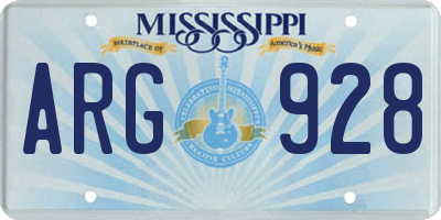 MS license plate ARG928