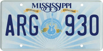 MS license plate ARG930