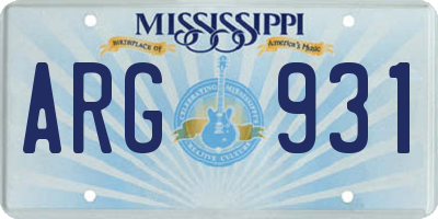 MS license plate ARG931