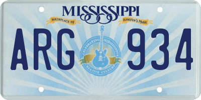 MS license plate ARG934