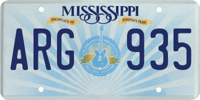 MS license plate ARG935