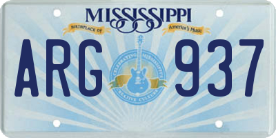 MS license plate ARG937