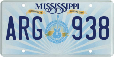 MS license plate ARG938