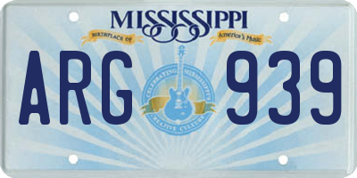 MS license plate ARG939