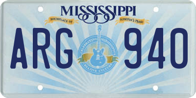 MS license plate ARG940