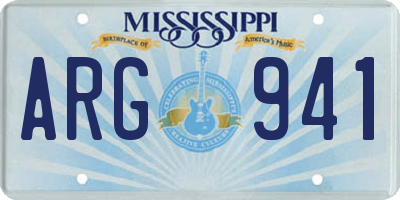 MS license plate ARG941