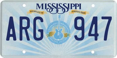 MS license plate ARG947