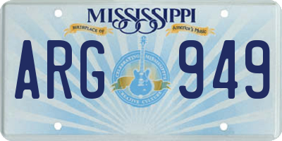 MS license plate ARG949