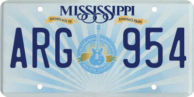 MS license plate ARG954