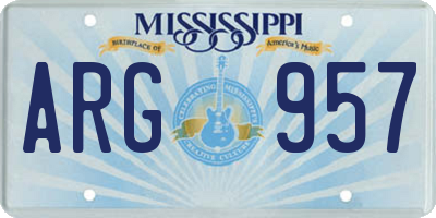 MS license plate ARG957