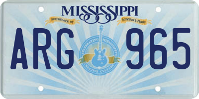 MS license plate ARG965