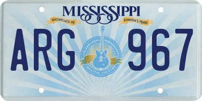 MS license plate ARG967