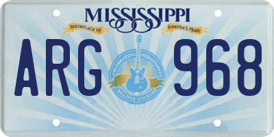 MS license plate ARG968