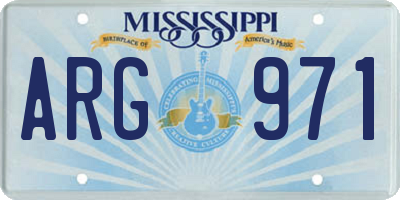 MS license plate ARG971
