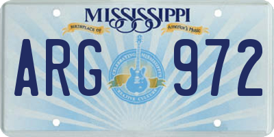 MS license plate ARG972