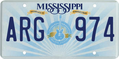 MS license plate ARG974