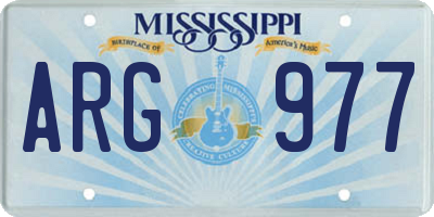 MS license plate ARG977
