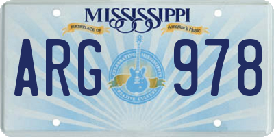 MS license plate ARG978