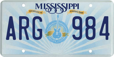 MS license plate ARG984
