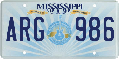 MS license plate ARG986