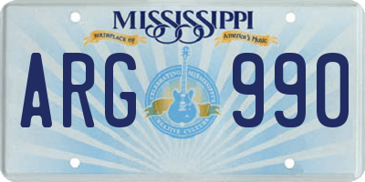 MS license plate ARG990