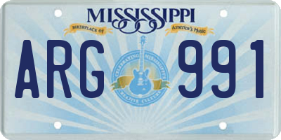 MS license plate ARG991