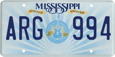MS license plate ARG994