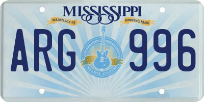 MS license plate ARG996