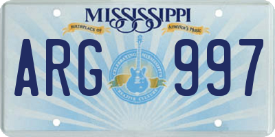 MS license plate ARG997