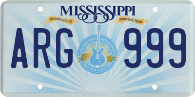 MS license plate ARG999