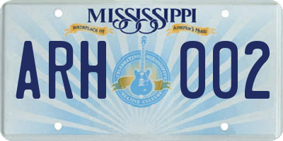 MS license plate ARH002