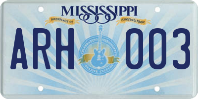 MS license plate ARH003