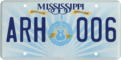 MS license plate ARH006