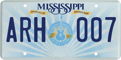 MS license plate ARH007