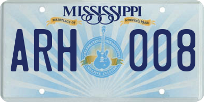 MS license plate ARH008